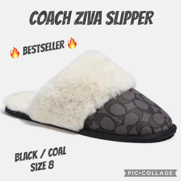 Coach Ziva slipper size 8 black/coal Newπ₯ - Picture 2 of 8
